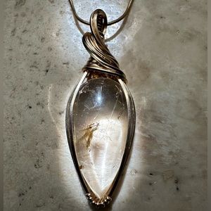 14k Gold Filled Rutilated Quartz Necklace Pendant
